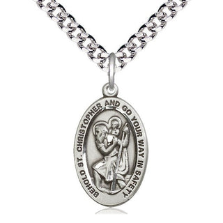 Sterling Silver Saint Christopher Medal Catholic Jewelry Engraved Catholic Saint Jewelry