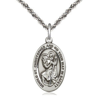 Sterling Silver Saint Christopher Medal Catholic Jewelry Engraved Catholic Saint Jewelry