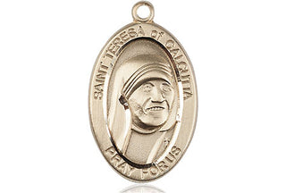 14kt Gold Saint Teresa of Calcutta Medal Engraved Catholic Saint Jewelry