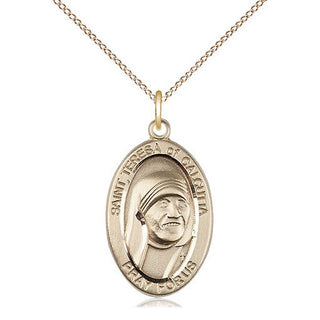14kt Gold Saint Teresa of Calcutta Medal Engraved Catholic Saint Jewelry