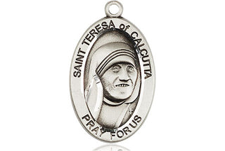 Sterling Silver Saint Teresa of Calcutta Medal Catholic Jewelry Engraved Catholic Saint Jewelry