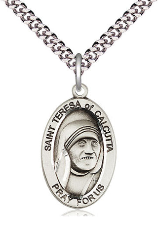 Sterling Silver Saint Teresa of Calcutta Medal Catholic Jewelry Engraved Catholic Saint Jewelry