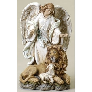 9.5" Angel With Lion & Lamb Figure