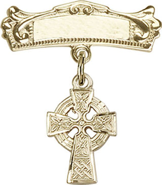 14kt Gold Filled Badge Pin Celtic Cross Baby Badge