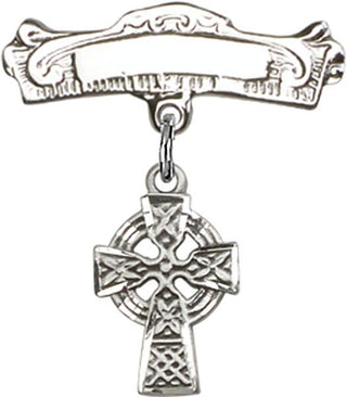 Sterling Silver Badge Pin Celtic Cross Baby Badge