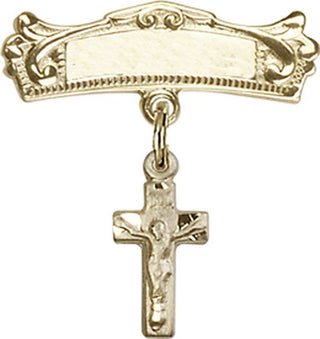 14kt Gold Filled Badge Pin Crucifix Baby Badge