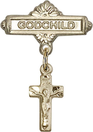 14kt Gold Filled Godchild Crucifix Baby Badge