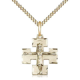 14kt Gold Filled Modern Crucifix Medal Religious Jewelry