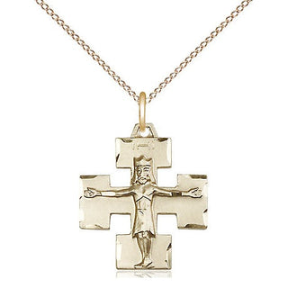 14kt Gold Modern Crucifix Medal