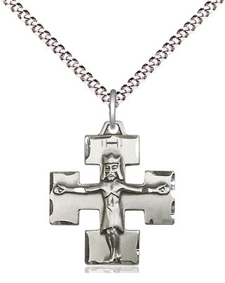 Sterling Silver Modern Crucifix Medal Religious Jewelry