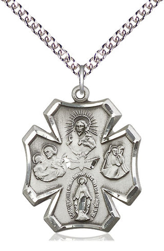Sterling Silver 5-Way Medal Catholic Jewelry