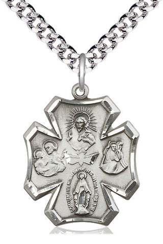 Sterling Silver 5-Way Medal Catholic Jewelry