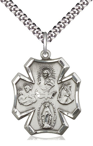 Sterling Silver 5-Way Medal Catholic Jewelry