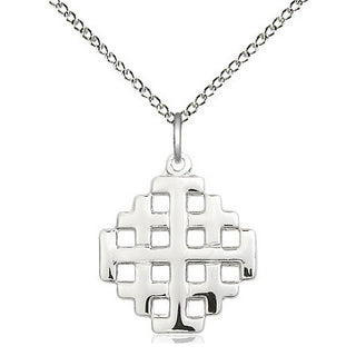 Sterling Silver Jerusalem Cross Medal | Medium