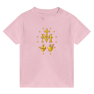 Miraculous Medal Two Hearts Gold Baby T-Shirt - view 3