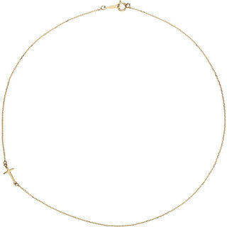 10K Yellow Off-Center Sideways Cross 16" Necklace