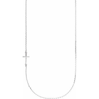 Platinum Off-Center Sideways Cross 16" Necklace  