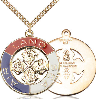 14kt Gold Land, Sea, Air Medal