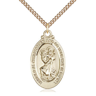 14kt Gold Filled Saint Christopher Medal Catholic Jewelry Engraved Catholic Saint Jewelry