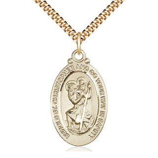 14kt Gold Filled Saint Christopher Medal Catholic Jewelry Engraved Catholic Saint Jewelry