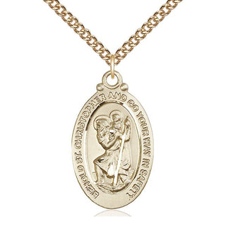 14kt Gold Filled Saint Christopher Medal Catholic Jewelry Engraved Catholic Saint Jewelry