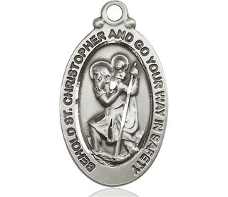 Pewter Saint Christopher Medal Engraved Catholic Saint Jewelry