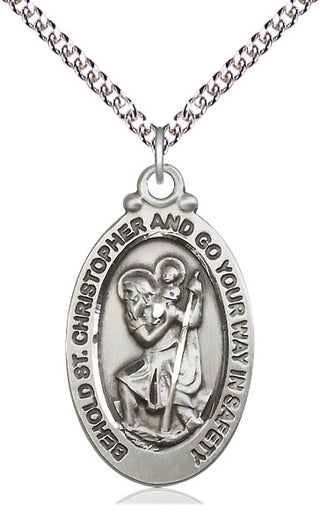 Sterling Silver Saint Christopher Medal Catholic Jewelry Engraved Catholic Saint Jewelry