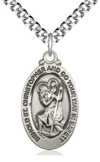 Sterling Silver Saint Christopher Medal Catholic Jewelry Engraved Catholic Saint Jewelry