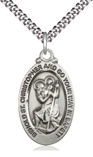 Sterling Silver Saint Christopher Medal Catholic Jewelry Engraved Catholic Saint Jewelry