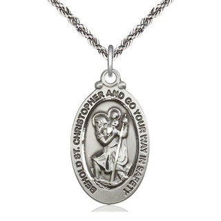 Sterling Silver Saint Christopher Medal Catholic Jewelry Engraved Catholic Saint Jewelry