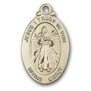14K Gold Divine Mercy Pendant - Engravable