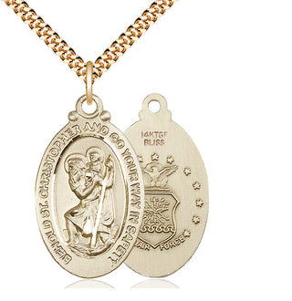14kt Gold Filled Saint Christopher Air Force Medal Catholic Jewelry