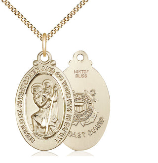 14kt Gold Filled Saint Christopher Coast Guard Medal Catholic Jewelry
