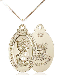 14kt Gold Filled Saint Christopher Coast Guard Medal Catholic Jewelry