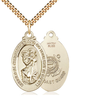 14kt Gold Filled Saint Christopher Coast Guard Medal Catholic Jewelry