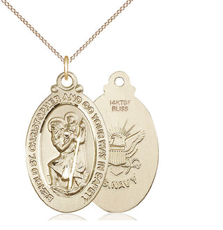 14kt Gold Filled Saint Christopher Navy Medal Catholic Jewelry
