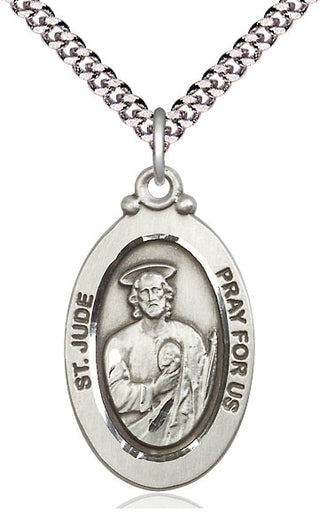 Sterling Silver Saint Jude Medal Catholic Jewelry Engraved Catholic Saint Jewelry