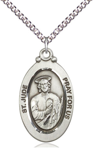 Sterling Silver Saint Jude Medal Catholic Jewelry Engraved Catholic Saint Jewelry
