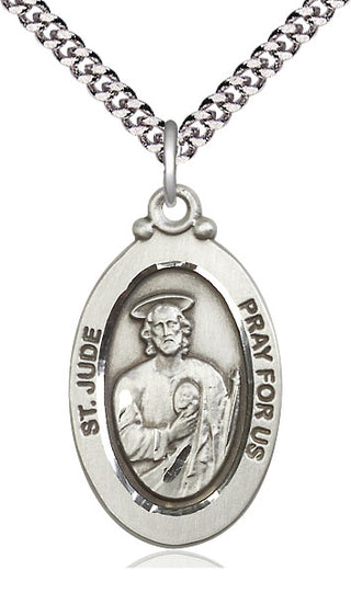 Sterling Silver Saint Jude Medal Catholic Jewelry Engraved Catholic Saint Jewelry