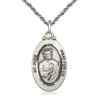 Sterling Silver Saint Jude Medal Catholic Jewelry Engraved Catholic Saint Jewelry