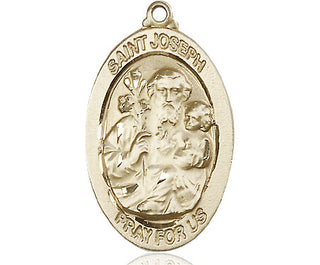 14kt Gold Filled Saint Joseph Medal Engraved Catholic Saint Jewelry