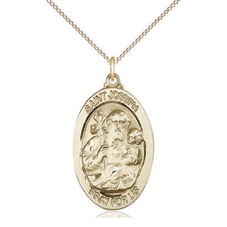 14kt Gold Filled Saint Joseph Medal Catholic Jewelry Engraved Catholic Saint Jewelry