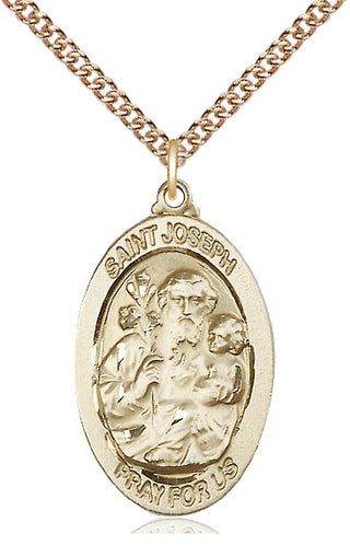 14kt Gold Filled Saint Joseph Medal Catholic Jewelry Engraved Catholic Saint Jewelry