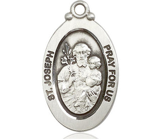 Sterling Silver Saint Joseph Medal Catholic Jewelry Engraved Catholic Saint Jewelry