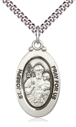 Sterling Silver Saint Joseph Medal Catholic Jewelry Engraved Catholic Saint Jewelry