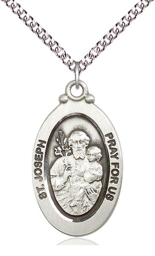 Sterling Silver Saint Joseph Medal Catholic Jewelry Engraved Catholic Saint Jewelry