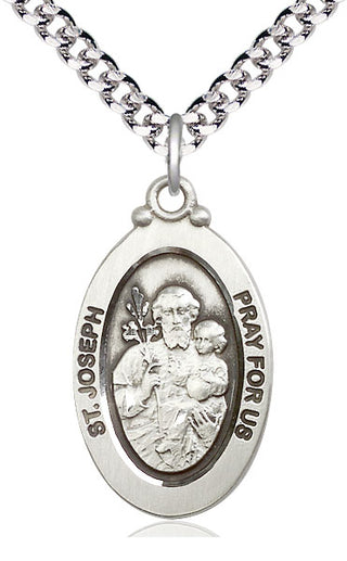 Sterling Silver Saint Joseph Medal Catholic Jewelry Engraved Catholic Saint Jewelry