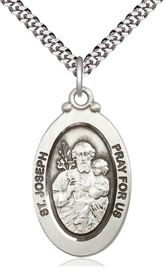 Sterling Silver Saint Joseph Medal Catholic Jewelry Engraved Catholic Saint Jewelry