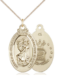 14kt Gold Saint Christopher Air Force Medal