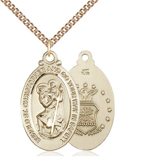 14kt Gold Saint Christopher Air Force Medal